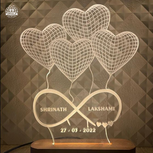 3D 4-HEART ILLUSION LAMP - PREMIUM